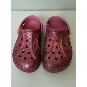 Crocs Classic Clogs Toddler Size 12C Pink Sparkle Glitter Lightweight Slip On